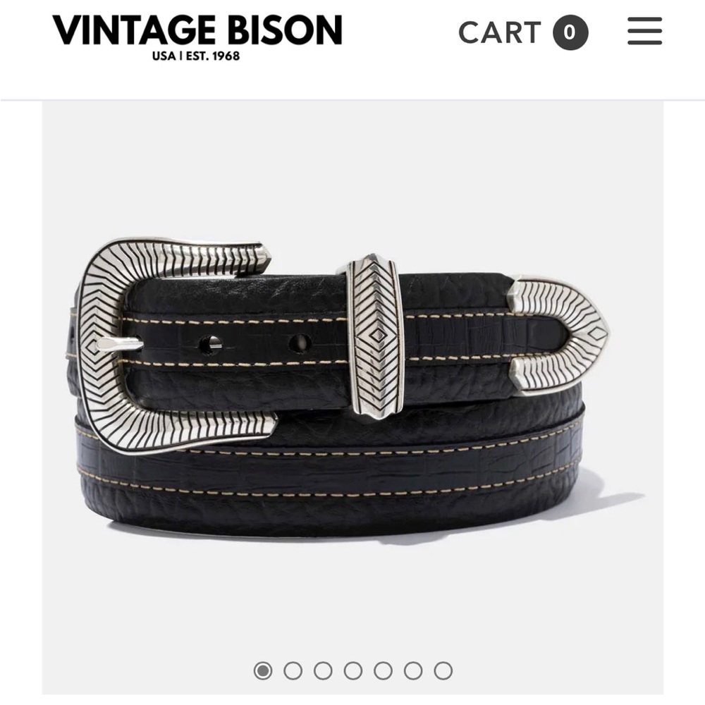 Beautiful NWT Vintage Bison Black Coloma Belt size 38 - BRAND NEW in box
